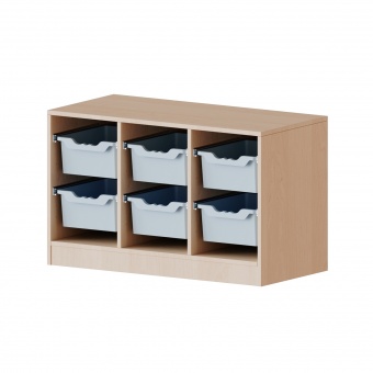 ErgoTray Regal, 3reihig, 1,5 OH,  6 hohe Boxen, B/H/T 104,5x64x40cm 
